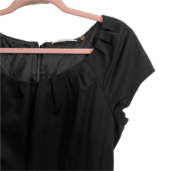 Tahari Black Off the Shoulder Pleated Neckline Dress - Picture 3 of 11